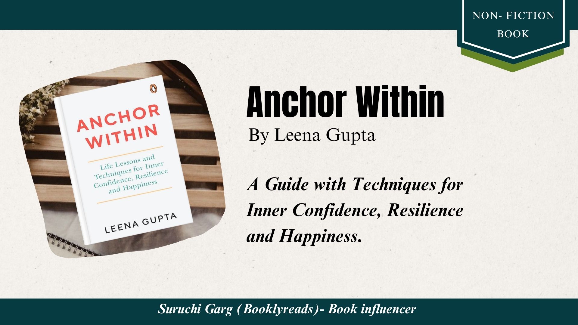 Anchor Within by Leena Gupta, book review, book on inner confidence, resilience and peace